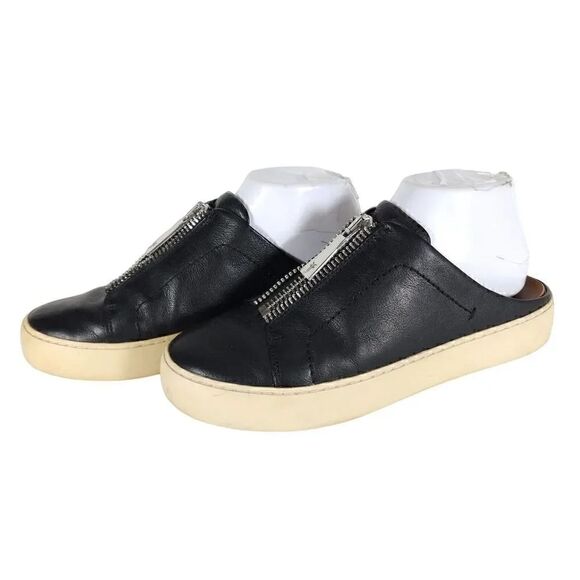 Frye Shoes - Frye women's Lena Zip US 7,5M Black Leather Slip On Flat Mules Sneakers Shoes